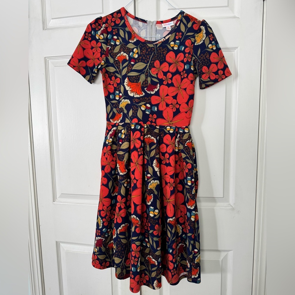 LulaRoe Floral Short Sleeve Dress Sz XS
